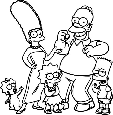 Simpsons coloring pages - Download and print free Family Simpsons Coloring Page. Simpsons coloring pages are a fun way for kids of all ages, adults to develop creativity, concentration, fine motor skills, and color recognition. Self-reliance and perseverance to complete any job. Have fun!